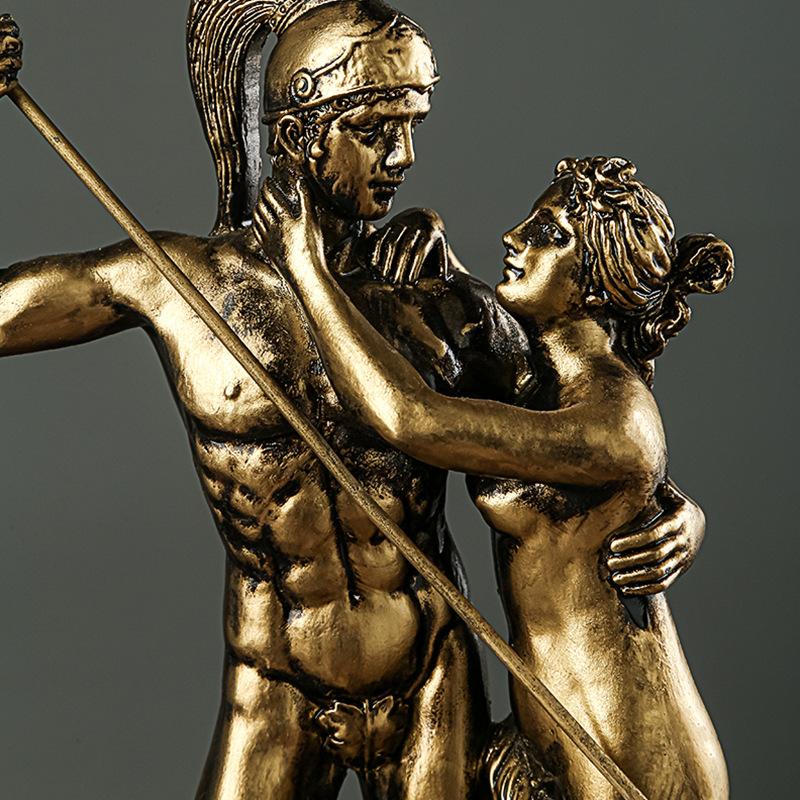 Retro pryskyřičná socha řeckých mytologických postav Domácí dekorace Stolní ozdoby Bůh války Ares a Venuše Socha Řemesla
