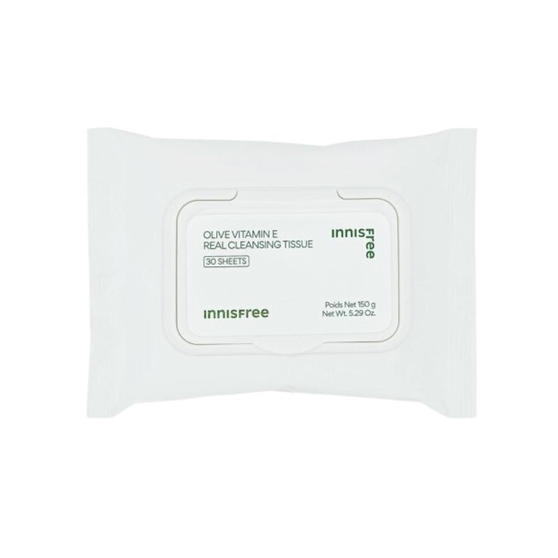 Innisfree Olive Vitamin E Real Cleansing Tissue 30 Sheets | Nourishing Makeup Remover Wipes with Olive Oil