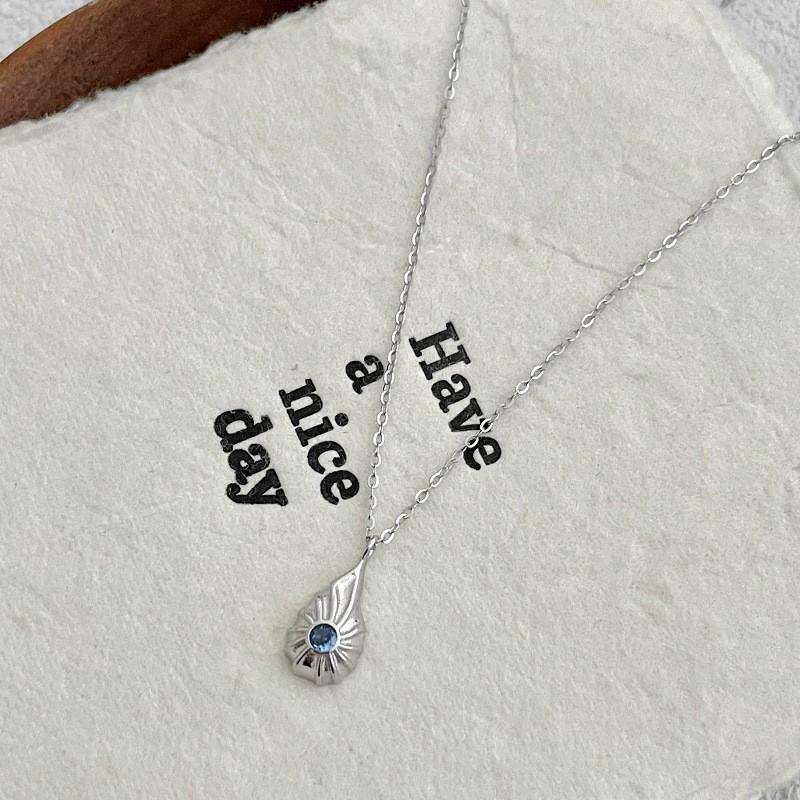 Sterling Pendant Necklace With Natural Shell Drop Design Vintage Boho Chic Womens Jewelry 925 Sterling Silver