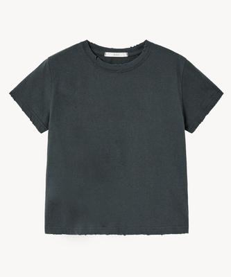 LADY VOLUME Distressed Washed T-Shirt (Charcoal)