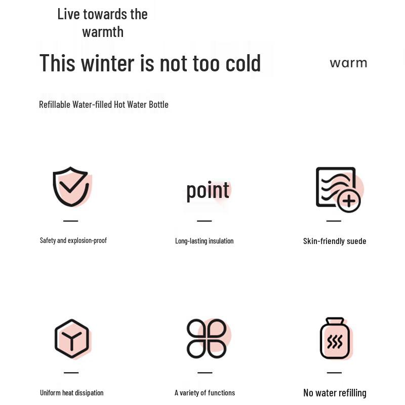 1000ml Hot Water Bottle with Imitation Rabbit Fur Cover