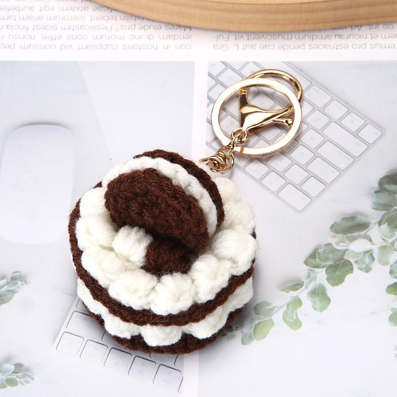 Schattig Fruittaart Ontwerp Haak Sleutelhanger Breien Taart Sleutelhangers Zoete Donut Sleutelhangers Gepersonaliseerde Accessoires black