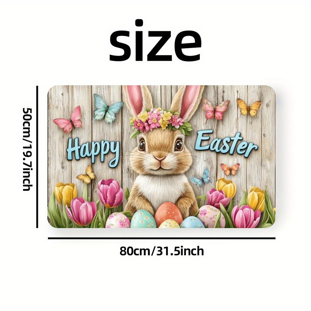 1Pcs Anti Fatigue Kitchen Rugs Easter Bunny Print Waterproof Non-Slip Thick Cushioned Kitchen Mat Heavy Duty Comfort Standing Mat for Kitchen