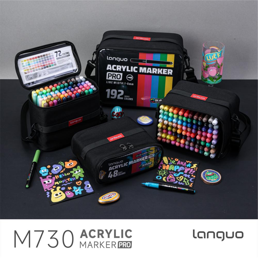 Languo 48/72/96 Colors Vivid Colors Acrylic Markers Direct Liquid for Drawing Painting Sketching Comics Design Art Marker Pens
