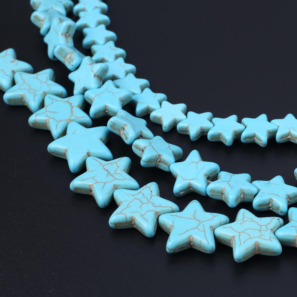 Energy Natural Stone Beads, Bohemian Style Star Blue Turquoise Loose Spacer Beads for Jewelry Making DIY Christmas Gifts Crafts Beading 38cm