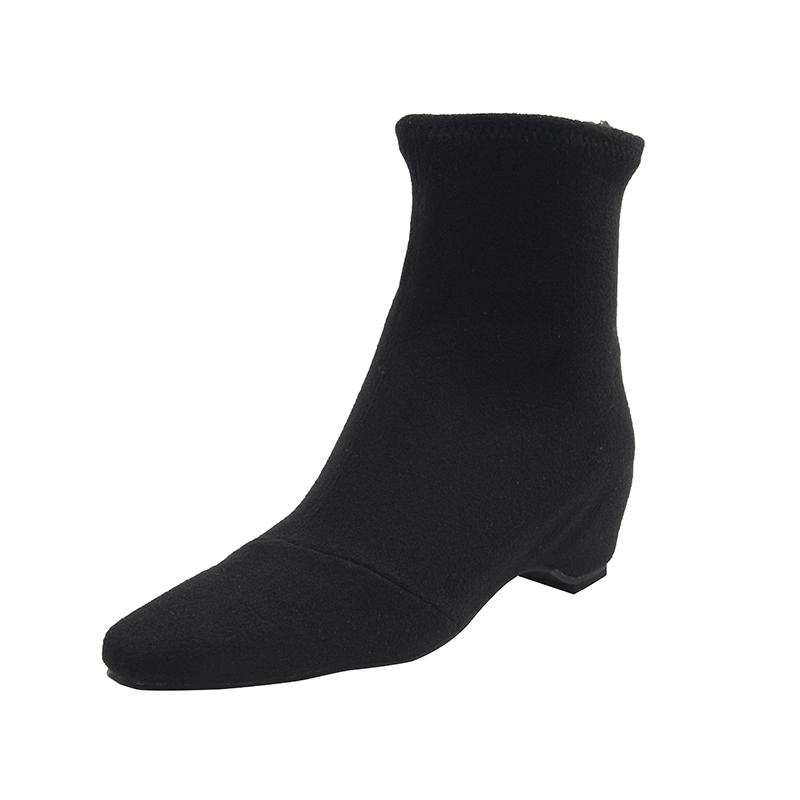 Winter Autumn Fashion Pointed Toe Ladies Ankle Boots Female Height Increasing Shoes Flock Women Short Boots With Fur Shoes