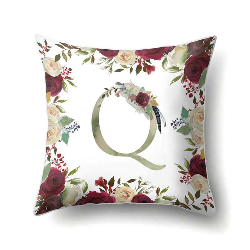 Polyester Pillowcase American Retro Flower Plant 26 English Letter Cushion Cover Car Pillowcase