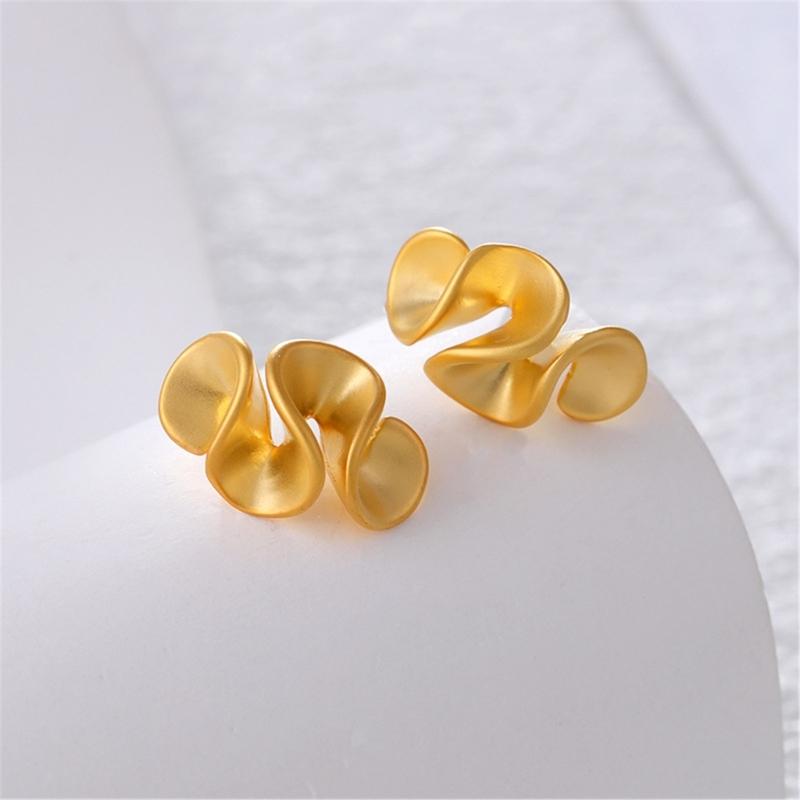 Geometric Ruffle Studs Earrings Ear Studs Fashion Ears Jewelry Copper Texture Suitable for Various Occasion Wear