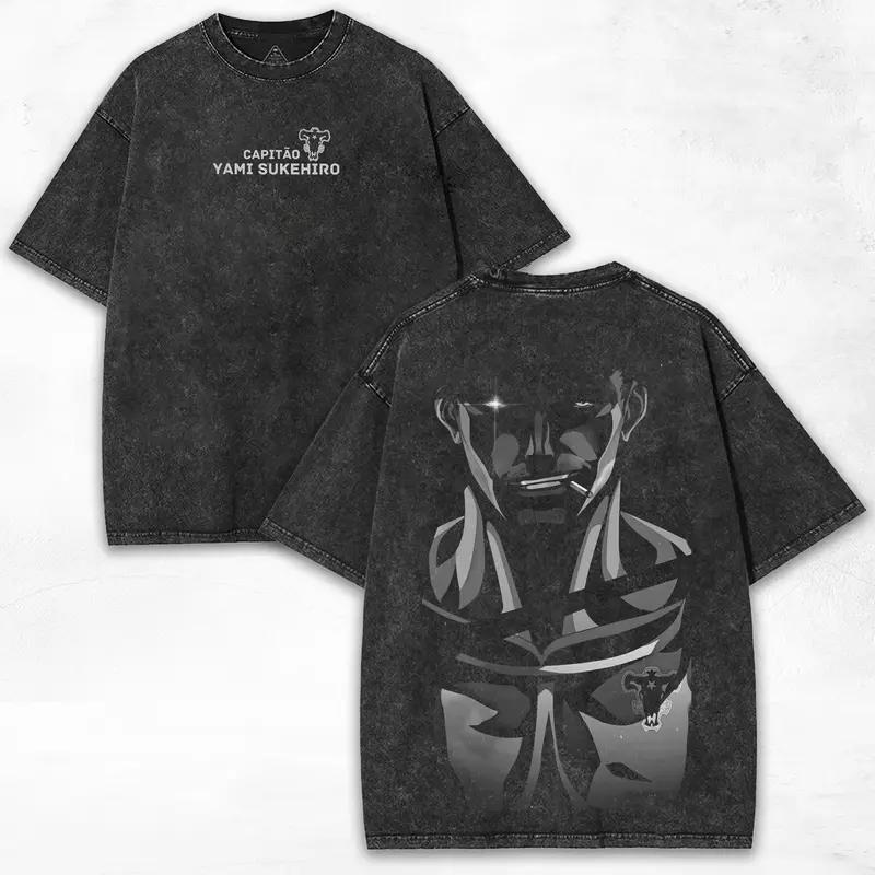 

Yami Sukehiro Black Clover Graphic T Shirt Men Short Sleeve Cotton Tshirts Vintage Washed Tee Harajuku Male Oversized T-shirt XXL