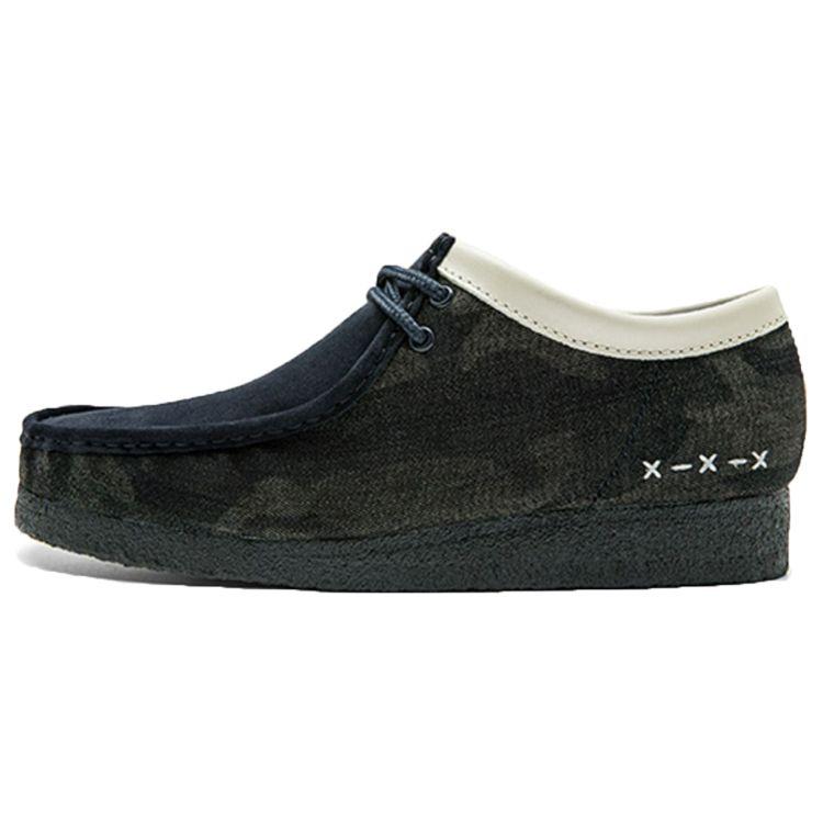 Clarks Wallabee Oak Pelle Pieno Fiore Punta Tonda Scarpe Casual Uomo sneakers Blu Denim 261688437