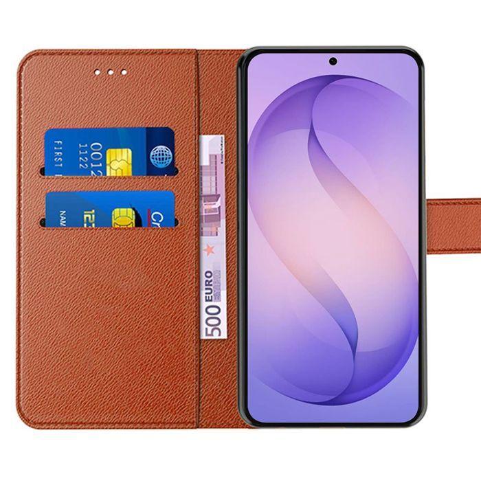 Coque pour Samsung Galaxy S26 Plus, Protection Intégrale Anti-Rayures Cuir Synthétique - Marron