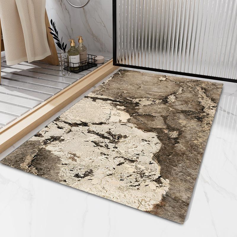 Modern Minimalist Marble Print Floor Mats for Bathrooms Kitchens and Bathrooms Mat  That Absorb Water Dry Quickly and Non-slip