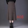 Women's Frog Button Knit Midi Skirt - High Waist, Slimming A-Line for Autumn/Winter 2025