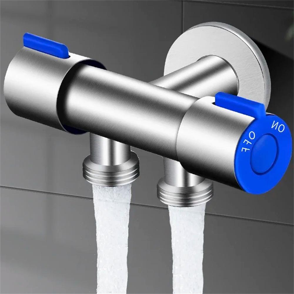 Stainless Steel Dual Control 1 in 2  Out Three-way Angle Valve Multifunctional Washing Machine Toilet Spray Gun Dual Use Faucet