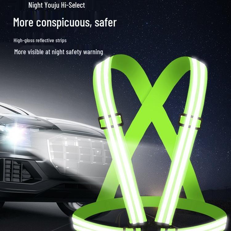 Reflective Vest for Cycling, Night Running, Sanitation, and Construction with Elastic Suspenders for Visibility and Safety