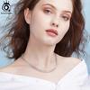 ORSA JEWELS Luxury 925 Sterling Silver 3/4mm Tennis Chain Necklace for Women Fashion Round Cubic Zirconia Necklace Jewelry SC74
