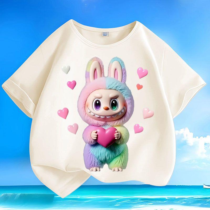 Children's Fashionable Pure Cotton Top, Cute Loose T-shirts for Boys and Girls  Summer