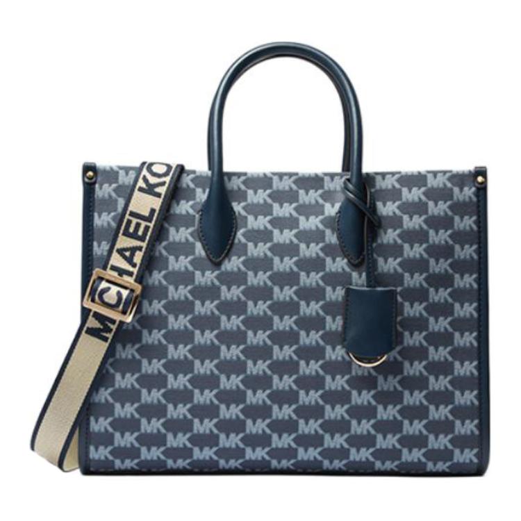 

Michael Kors MK Mirella Classic Monogram Denim Jacquard Commuter Fashion Large Capacity Tote Bag Women Tote Denim-Blue 35S2G7ZT6J-407 Basic Set (Bag+Dust Bag)
