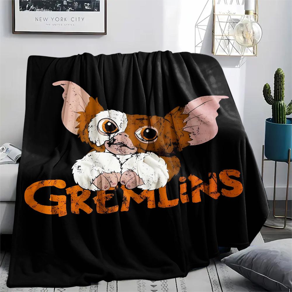 1PC Gremlins Print Flannel Blanket, High quality All Seasons, Home Decor, Warmth and Comfort, Perfect for Christmas Gifts