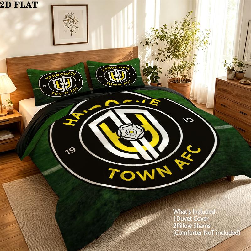Harrogate Town Afctowel Bedding Quilt Set Quilt Cover Pillowcase Home Decoration Birthday Gift (1 * duvet cover + 2 * pillowcase, without core)