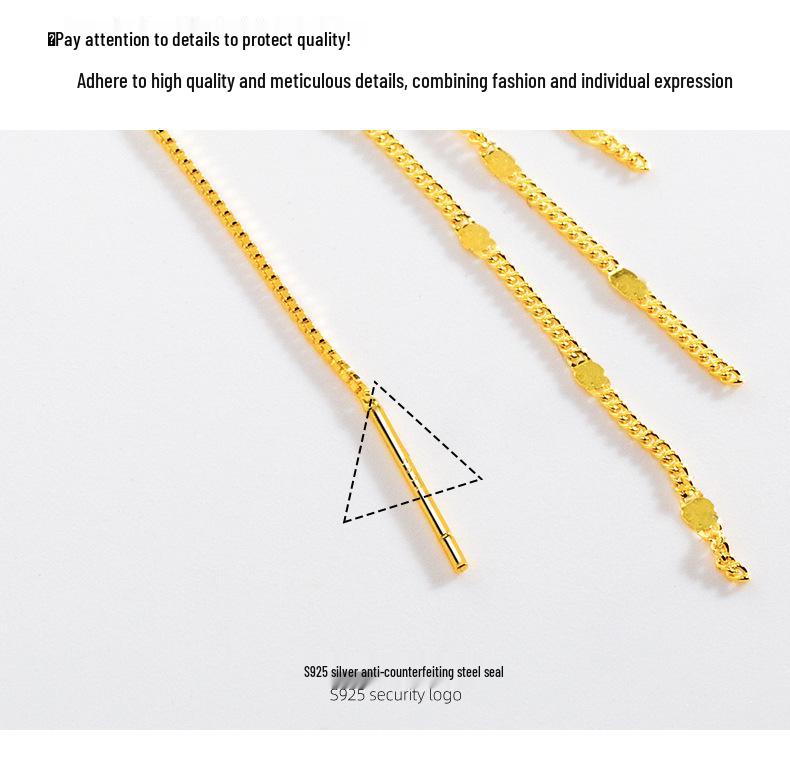 Banyan Tree S925 Silver Korean Tassel Earrings - Elegant Long Sequin Design for Women