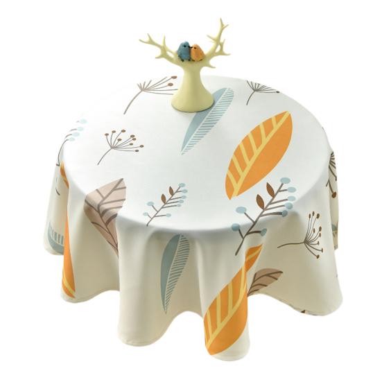 Tablecloth Nordic Style Plaid Print Round Shape Tablecloth Wrinkle Resistant Spill Proof Smooth Winter Table Cover Home Decor