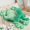 Non-Toxic Green Frog Stuffed Plush Toys Lying Down Frog Plushies Animal Doll Pine Needle Velvet Lumbar Support Cushion Pillow Living Room