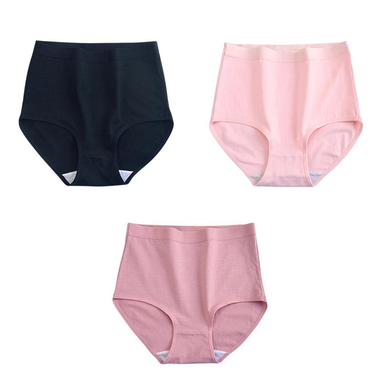 YUOOLAR 3 Adet/Grup M-XXXL Büyük Beden Pamuklu Kadın Külot Nefes Alabilen Yüksek Bel Külot Rahat Düz Renk İç Çamaşırı Yumuşak Külot