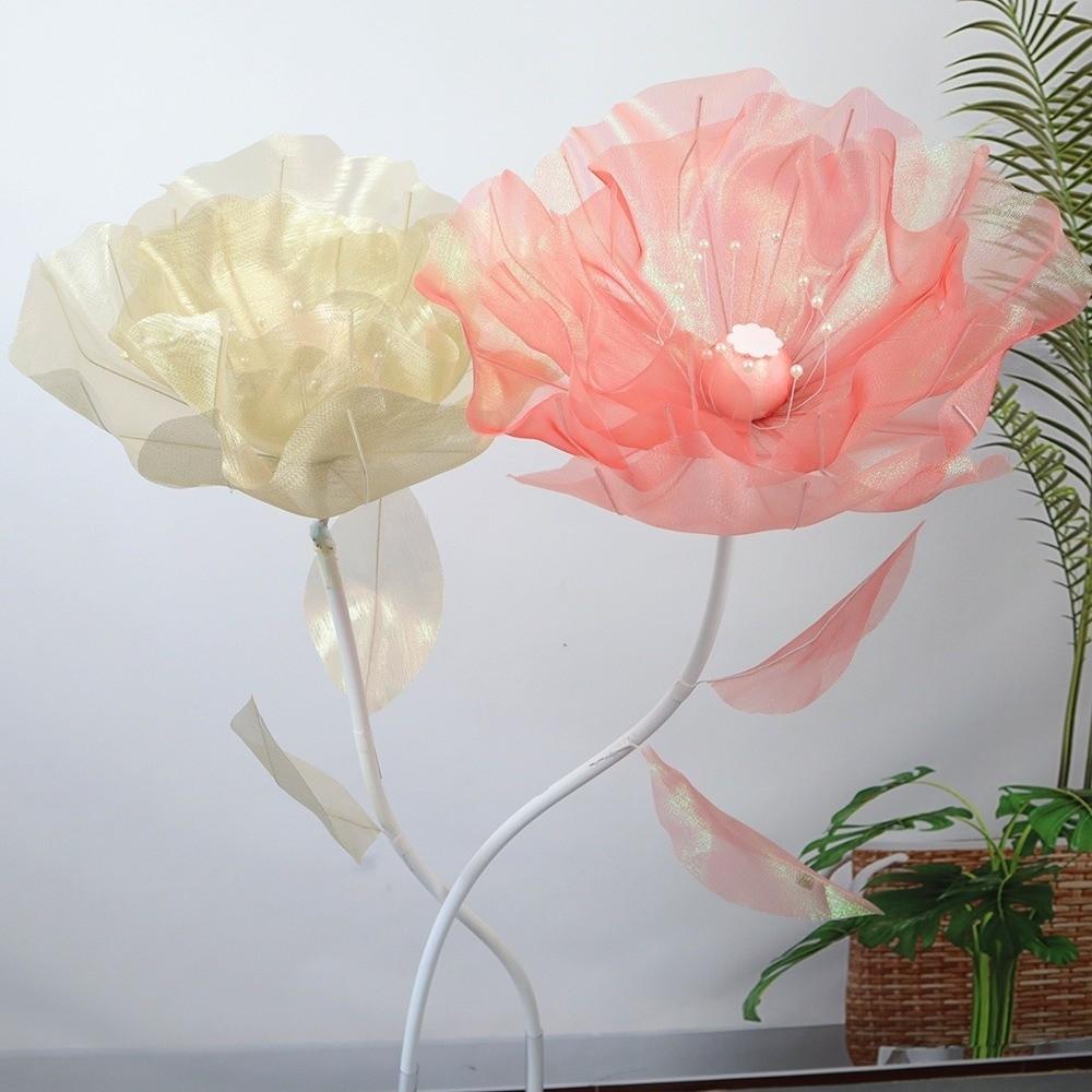 50cm 3D Gaze Künstliche Blume Schimmernder Effekt Große Riesige Netzblume Haus Garten Dekoration
