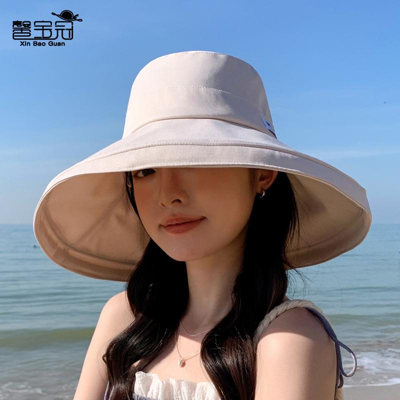 Summer big eaves sunscreen visor children seaside vacation sun hat fashionable versatile face small bucket hat