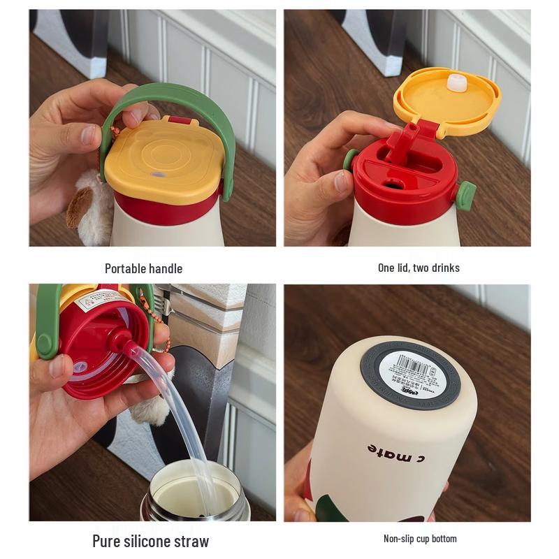 COOKSS Ceramic Lined Stainless Steel Insulated Straw Mug