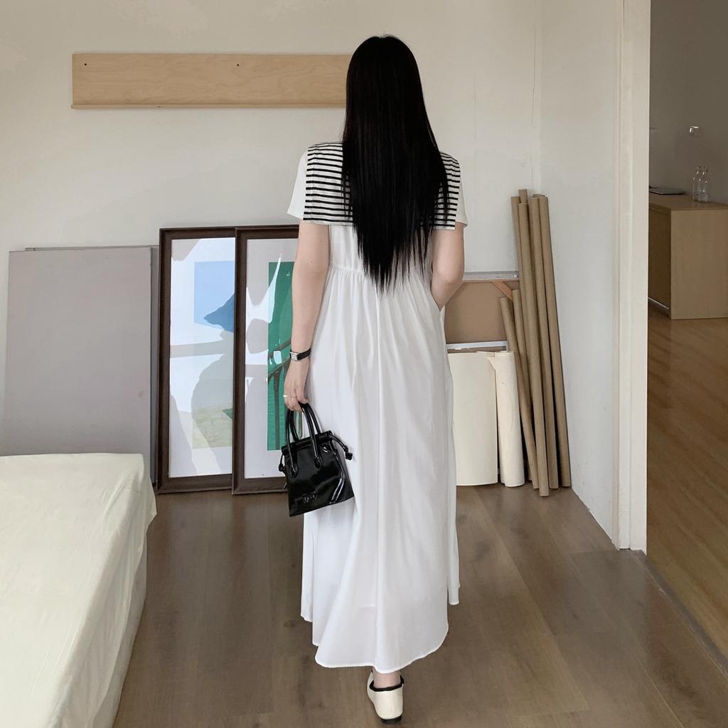 Women's Plus Size A-Line Maxi Dress Crew Neck Short Sleeve Casual Solid Color
