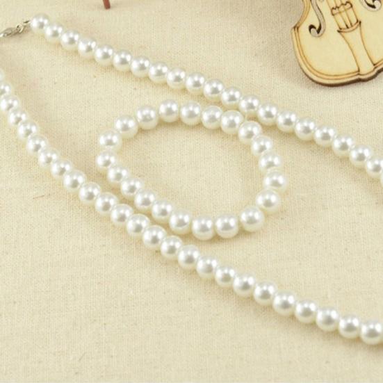 Elegant Women Faux Pearl Beads Necklace Bracelet Hook Earrings Party Jewelry Set
