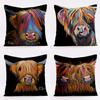 Bull-Shaped Animal Pattern Series Throw Pillow Cover With Short Plush Print For Living Room Sofa Decoration Cushion Cover