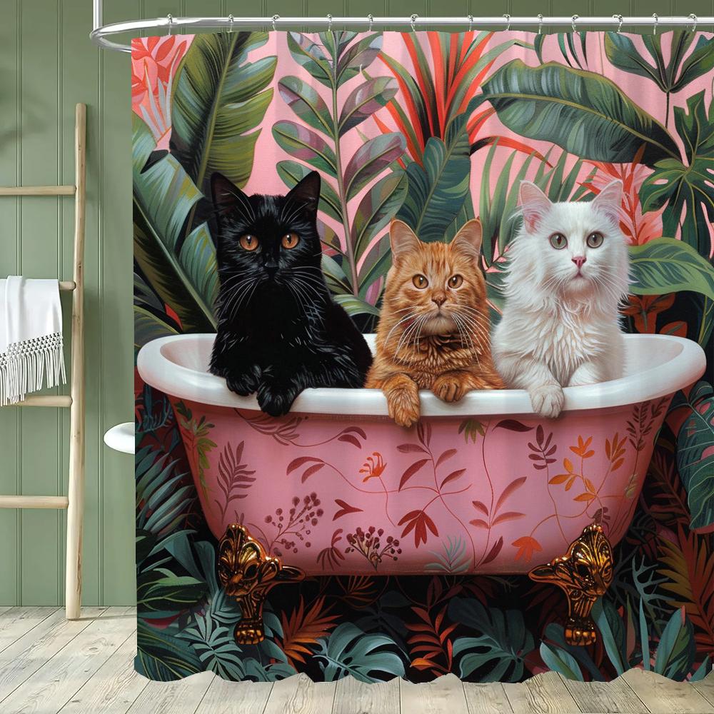 Zebra Bathing In a Stylish and Creative Bathtub Shower Curtain With Hooks,Tropical Plant Animal Home Bathroom Decoration Curtain