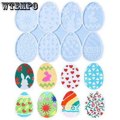 Moule en Résine Époxy DIY Design Forme Œufs de Pâques Moule en Silicone Décoration Moule pour Faire Pendentifs Suspendus Fête Festive à la Maison Moule en Silicone
