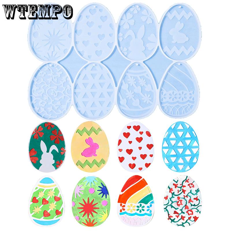 WTEMPO DIY Epoxy Resin Mold Easter Eggs Shaped Design Silicone Mold Home Festive Party Hanging Pendants Making Mold Decoration Silicone Mold