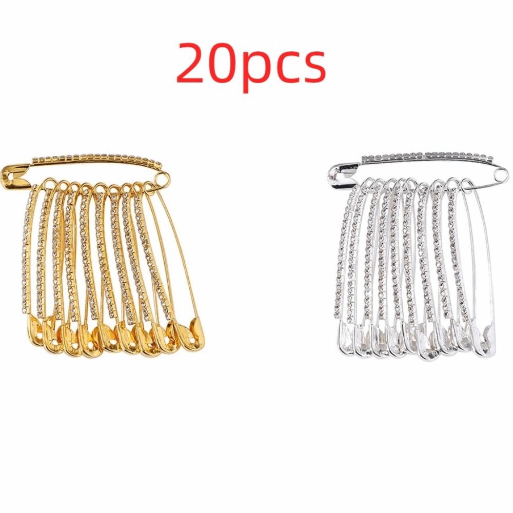 

Korean Style Rhinestone Safety Pins Gold/Sliver Skirt Dresses Pins Unique Pants Safety Pin Women 20pcs