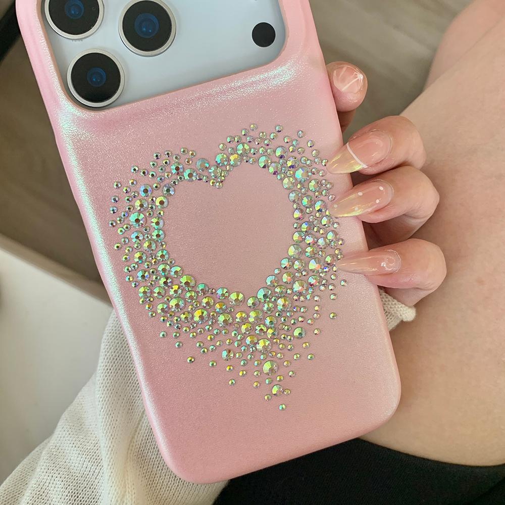 Glitter Diamond Bling Cute Pink Phone Case for IPhone 16 15 14 13 17 Pro Max Shockproof Protective Lovely Soft Back Cover