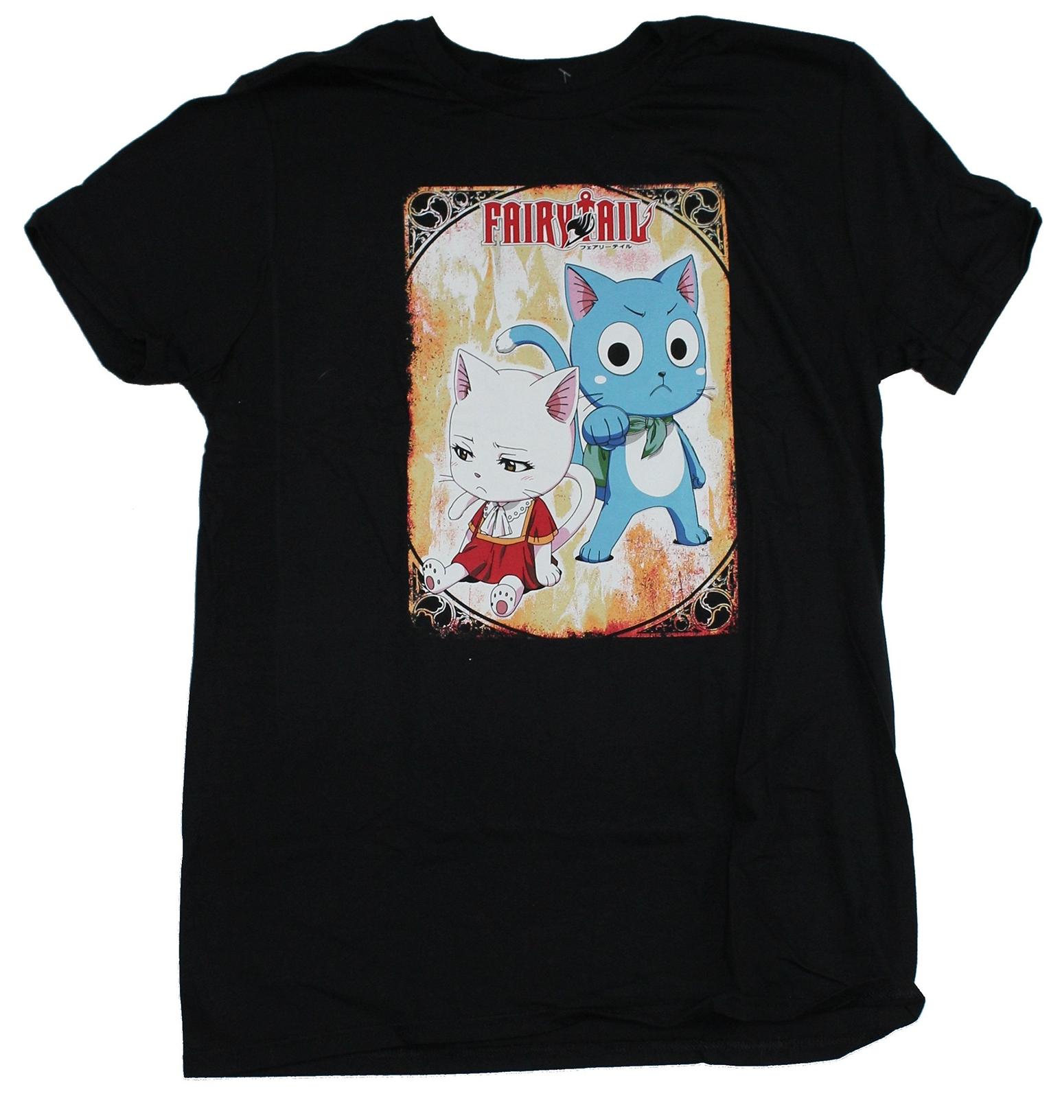 Fairy Tail Adult New T-Shirt - Happy & Carla Hanging Out Pic S