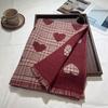 Women's Heart Plaid Cashmere-Feel Scarf: Thick, Warm, Versatile Shawl for Autumn & Winter