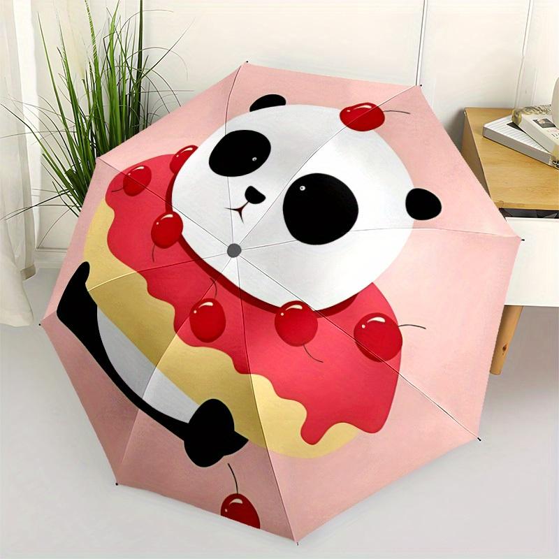1pc Panda Donut Automatic Open/close, All-Season Portable Folding Umbrella, Travel, Everyday, Formal Events - Compact Luxury Parasol, Outdoor Accessor