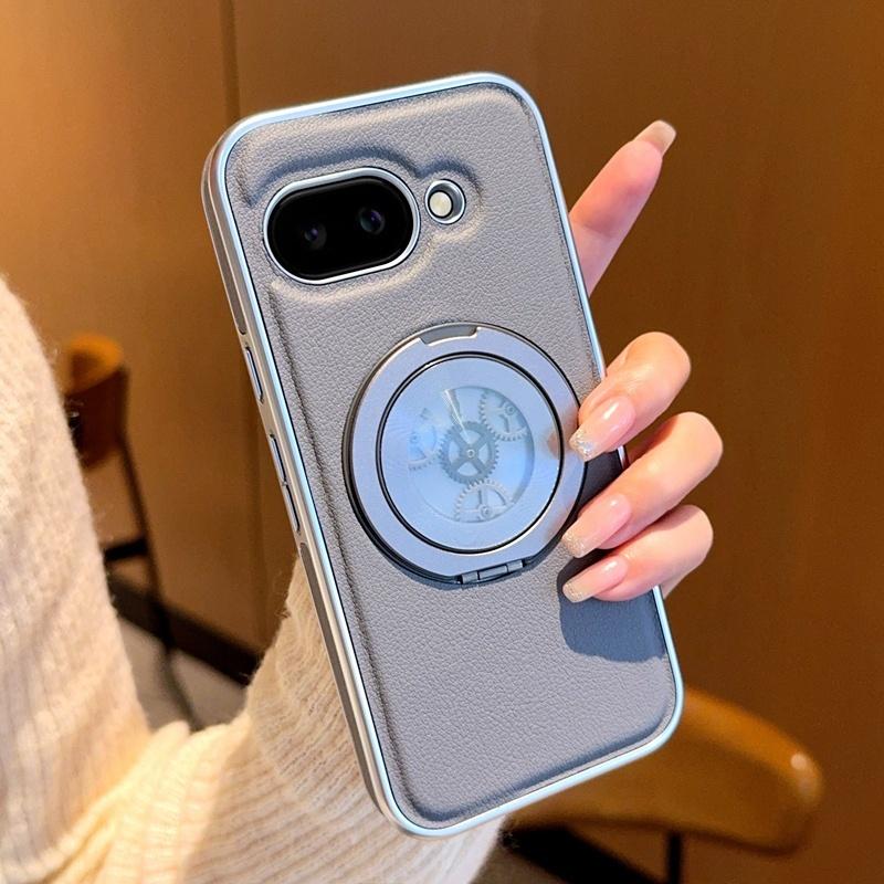 

Cyberpunk Stress-Relief Vegan Leather Case for Google Pixel 10 9 8 Pro XL 360° Strong Magnetic Absorption & Metal Stand Cover Google Pixel 10 Pro XL серый