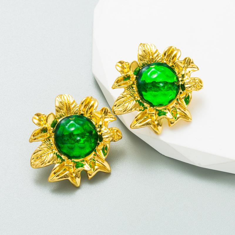 

Женские серьги-гвоздики в стиле ретро, ​​серьги-подвески из титанового стального сплава, серьги из акриловой смолы, цветы, геометрические украшения для ушей OneSize зелёный