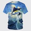 3D Printed Funny Fish T-Shirt For Men Marine Animal Graphic Tees Casual Loose Short Sleeve Tops Round Neck Streetwear T Shirts
