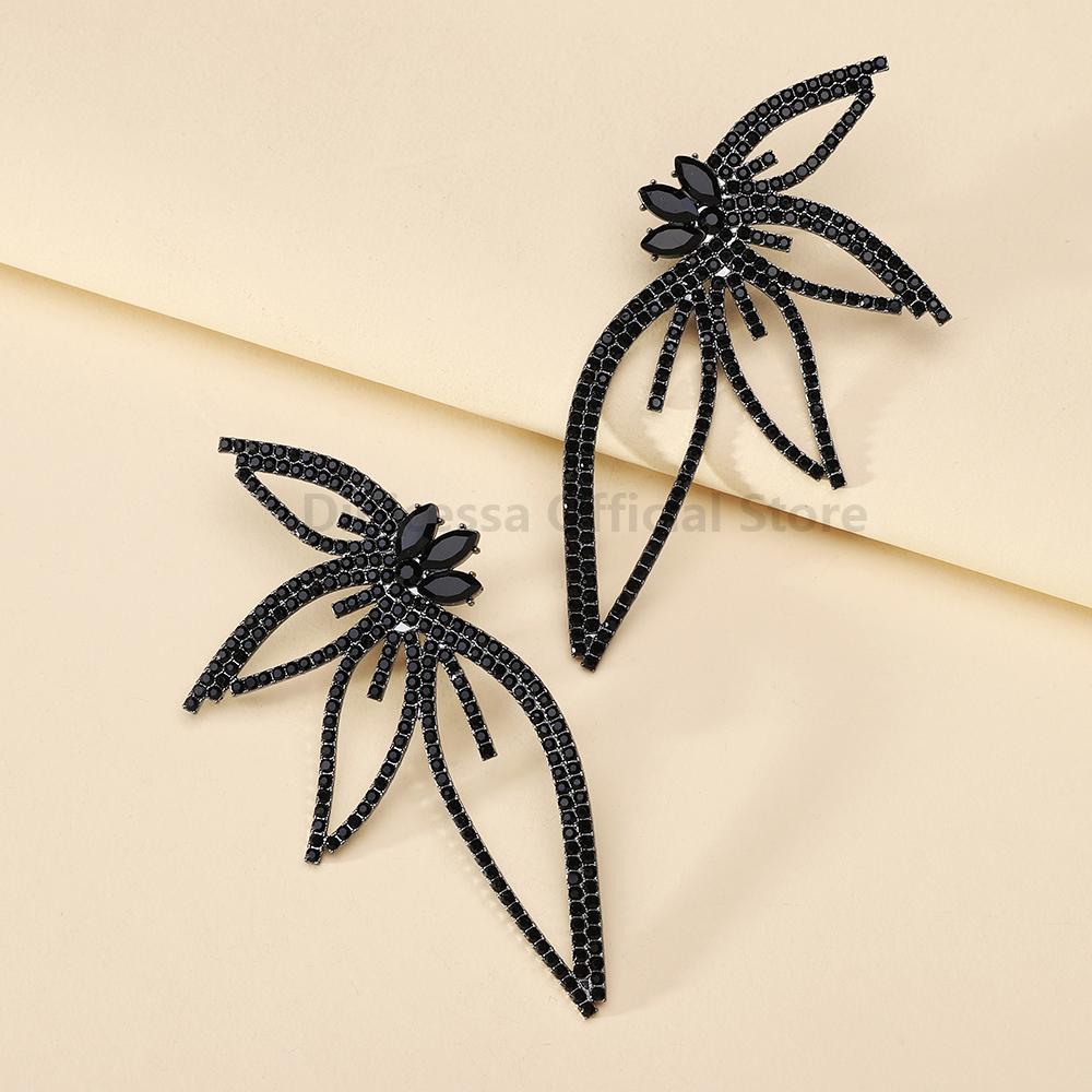 Wing Full Shiny Rhinestone Unusual Original Decor Bridesmaids Wedding Party Jewelry Trend Luxury Big Stud Earrings For Women