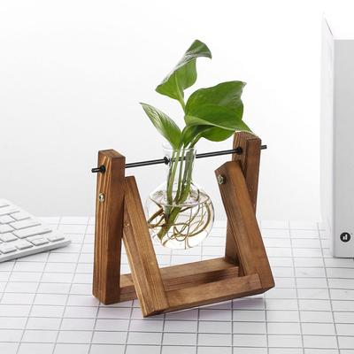 Hydrokultur Pflanzenvasen Glasvase Vintage Bonsai Blumentopf Terrarium Tischplatte Tablett Holzrahmen Wohnkultur