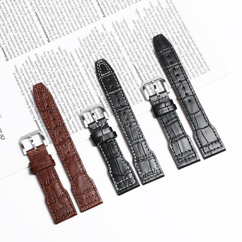 Wan Guo Top Layer Leather Bamboo Pattern Watch Strap for IW Little Prince Pilot Series (20mm, 21mm, 22mm)