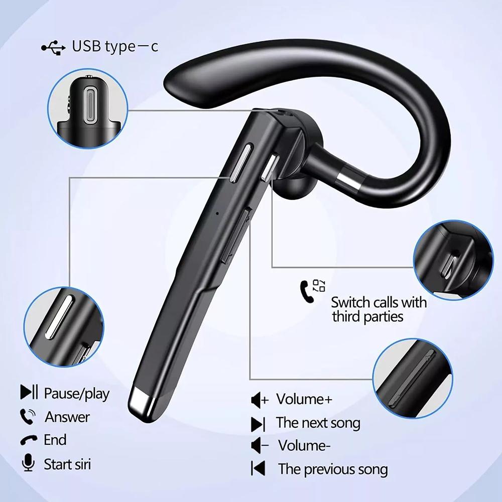 YYK520 Truck Driver Wireless Bluetooth 5.3 Headset Noise Cancelling Sports Headset Business Headset with Digital Display