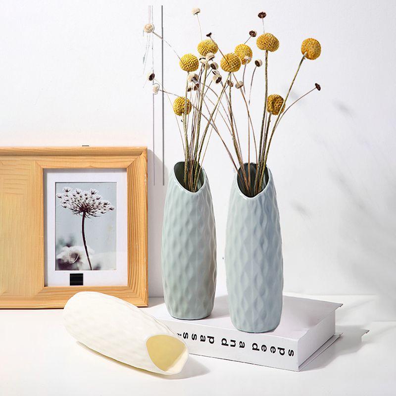 Elegant Plastic Flower Vase Stunning Imitation Ceramic Floral Pot For Home Decoration